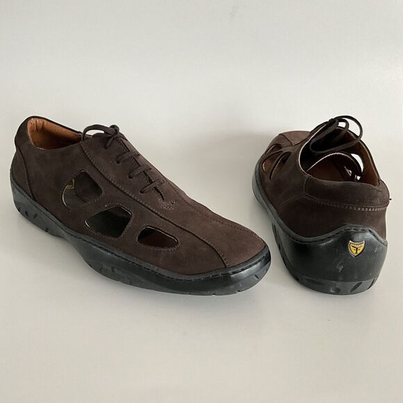 Michael Toschi Loafers 8.5 Brown Leather Lace-up Fisherman Breathable Oxfords - Picture 3 of 12